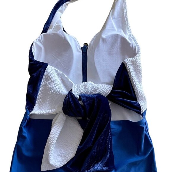 Paper London Inagua Swimsuit One Piece  Color Pure Shores Halter Tie Back Size M - Picture 2 of 6